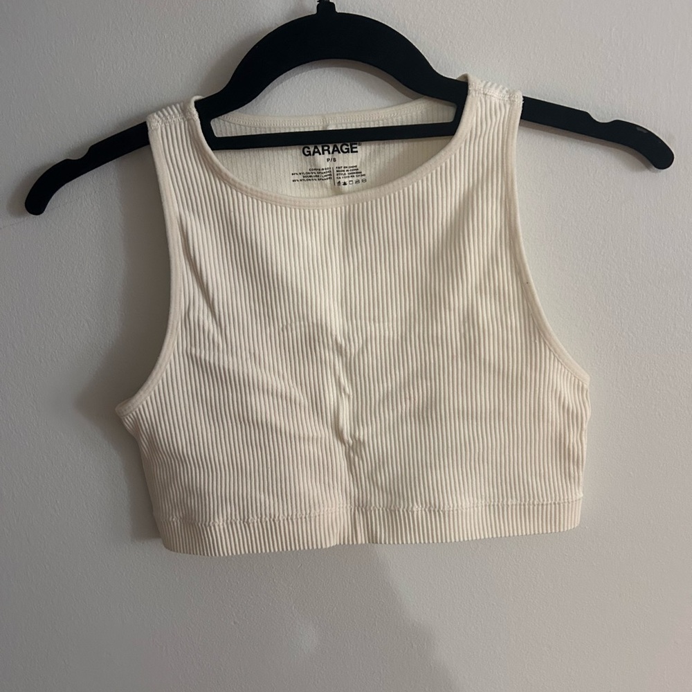 Garage small white cropped tank